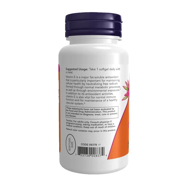 Витамин E d-альфа-токоферилацетат Now Foods (Natural Vitamin E) 400 МЕ 100 капсул - изображение 3