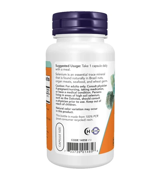 Селен без дрожжей Now Foods (Selenium) 200 мкг 90 капсул - изображение 3