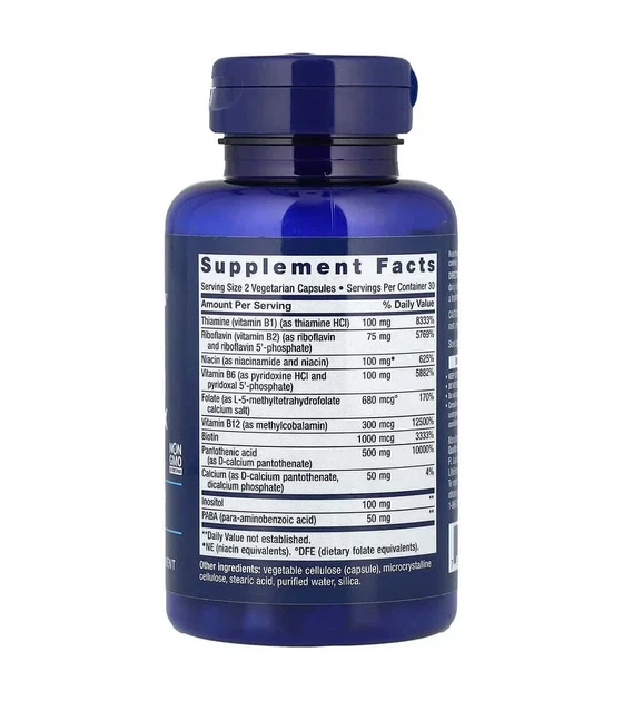 В-комплекс вітамінів Life Extension (BioActive B-Complex) біоактивний 60 капсул - зображення 2