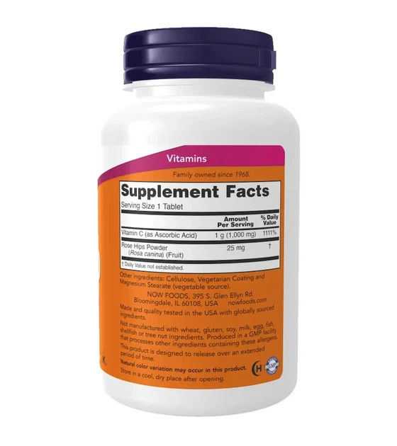 Вітамін C із шипшиною Now Foods (Vitamin C With Rose Hips) 1000 мг 100 таблеток - зображення 2