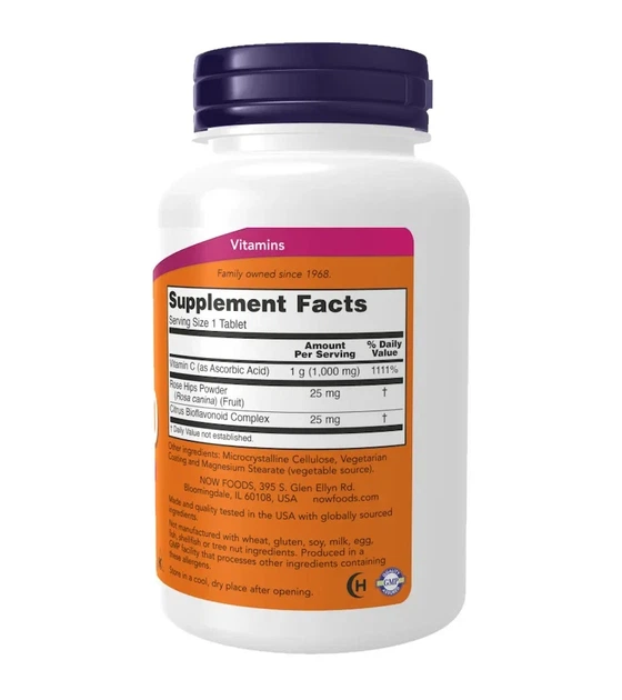 Вітамін C-1000 з шипшиною + біофлавоноїди Now Foods (Vitamin C-1000) 100 таблеток - зображення 2