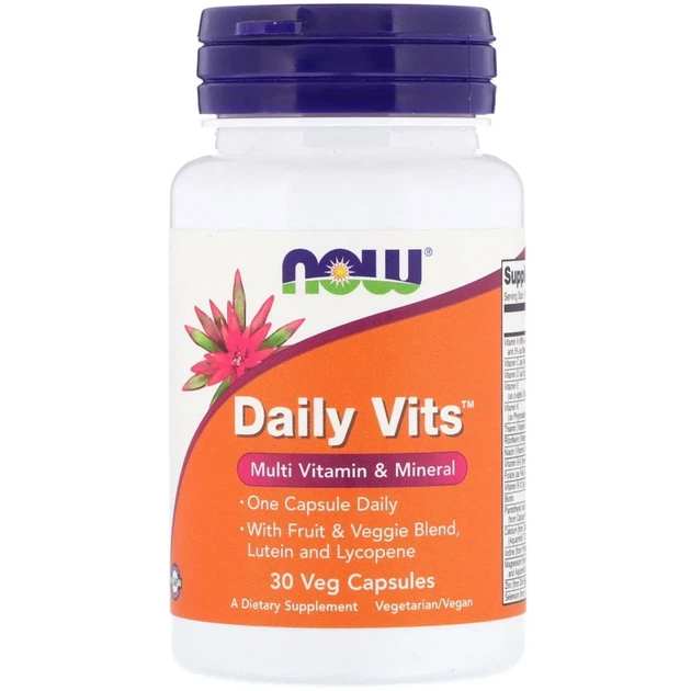 Мультивітаміни та мінерали Now Foods (Daily Vits) 30 вегетаріанських капсул - Фото 1 Мультивітаміни та мінерали Now Foods (Daily Vits) 30 вегетаріанських капсул - зображення 1