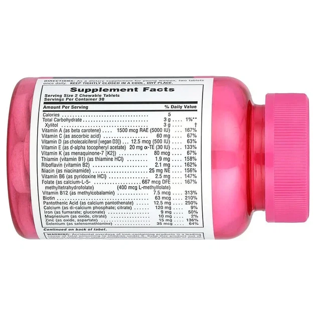 Мультивітаміни та мінерали Power Teen for Her multivitamin» Natures Plus, лісові ягоди, 60 таблеток - зображення 2