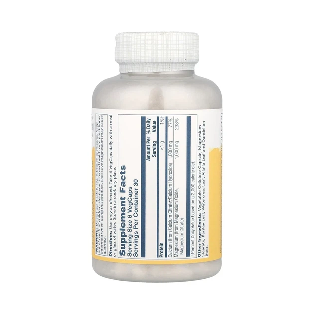 Кальций и магний 1:1 высокоэффективный Solaray (Cal-Mag Citrate) 180 капсул - Фото 2 Кальций и магний 1:1 высокоэффективный Solaray (Cal-Mag Citrate) 180 капсул - изображение 2