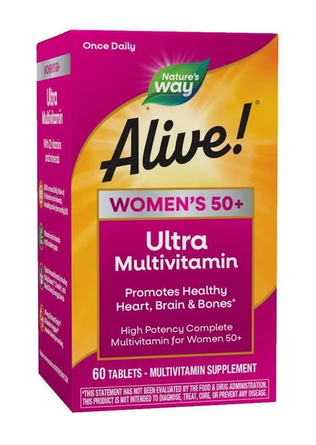 Мультивитамины для женщин 50+ Alive! Women's 50+ Multi-Vitamin Nature's Way 60 таблеток - Фото 1 Мультивитамины для женщин 50+ Alive! Women's 50+ Multi-Vitamin Nature's Way 60 таблеток - изображение 1