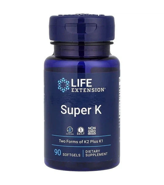 Витамин K и K2 комплекс Life Extension (Super K with advanced K2) 2600 мкг 90 капсул - Фото 1 Витамин K и K2 комплекс Life Extension (Super K with advanced K2) 2600 мкг 90 капсул - изображение 1