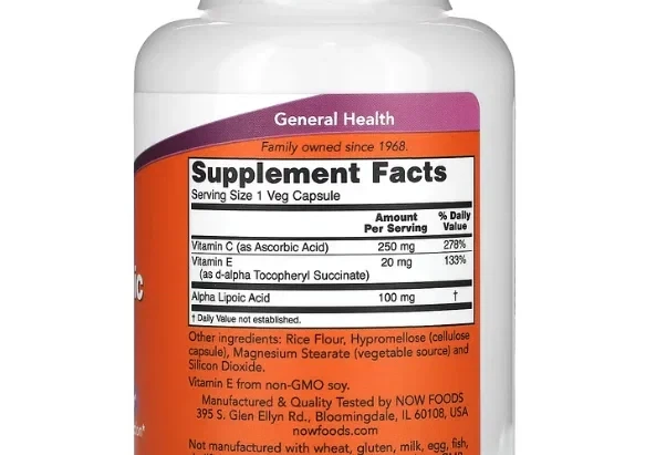 Альфа-ліпоєва кислота Now Foods (Alpha Lipoic Acid) 100 мг 120 капсул - зображення 2