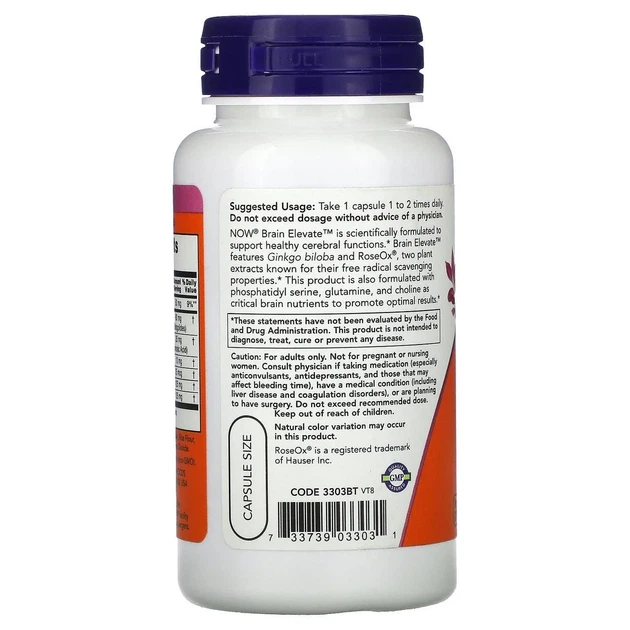 Поддержка когнитивных функций "Brain Elevate", Now Foods, 60 капсул - Фото 3 Поддержка когнитивных функций "Brain Elevate", Now Foods, 60 капсул - изображение 3