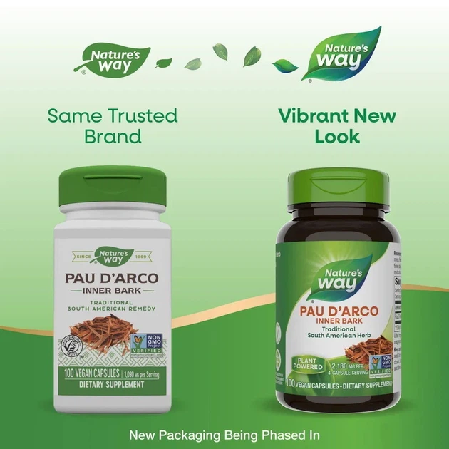 По д'Арко Pau d'Arco Nature's Way внутрішня кора 545 мг 100 вегетаріанських капсул - зображення 2