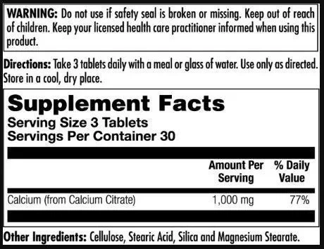 Кальций цитрат Calcium Citrate 1000 мг Kal, 90 таблеток - изображение 2