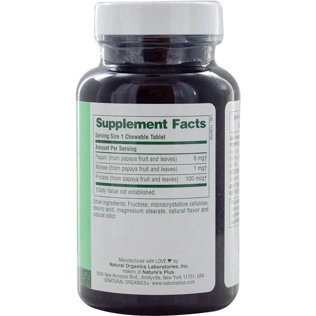 Ферменты папайи Nature's Plus Papaya Enzyme, 360 жевательных таблеток - изображение 2