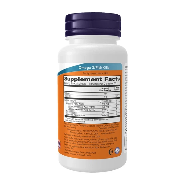 Олія криля Now Foods (Krill Oil) 500 мг 60 капсул - Фото 2 Олія криля Now Foods (Krill Oil) 500 мг 60 капсул - зображення 2