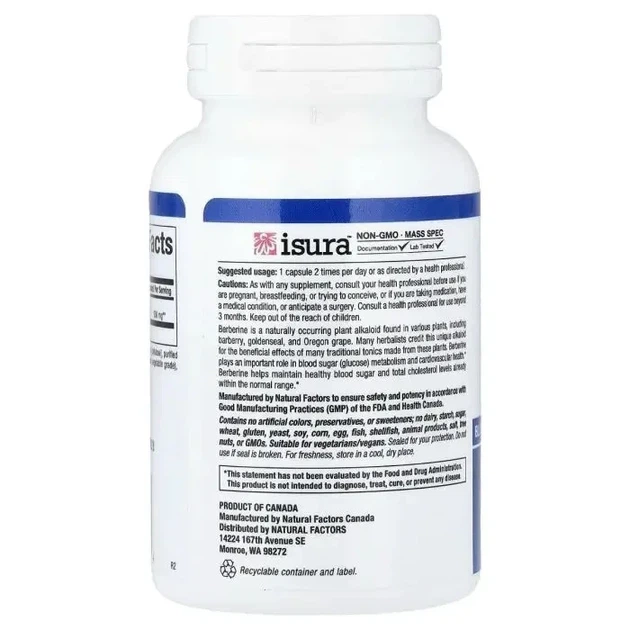 Берберин WellBetX Berberine Natural Factors 500 мг 60 капсул - зображення 4