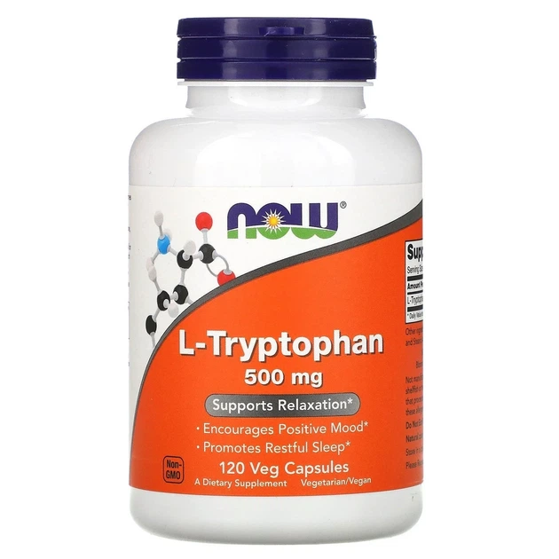 Триптофан Now Foods (L-Tryptophan) 500 мг 120 капсул - Фото 1 Триптофан Now Foods (L-Tryptophan) 500 мг 120 капсул - зображення 1
