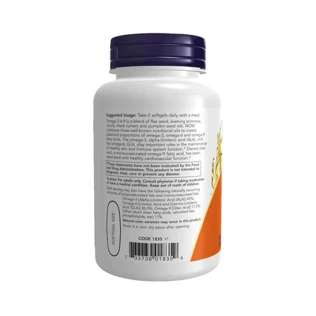 Омега 3-6-9 Now Foods (Omega 3-6-9) 1000 мг 250 капсул - зображення 3