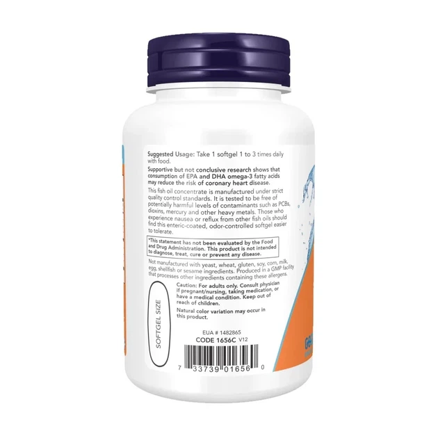 Омега-3 Now Foods (Omega-3) 90 мягких капсул - изображение 3