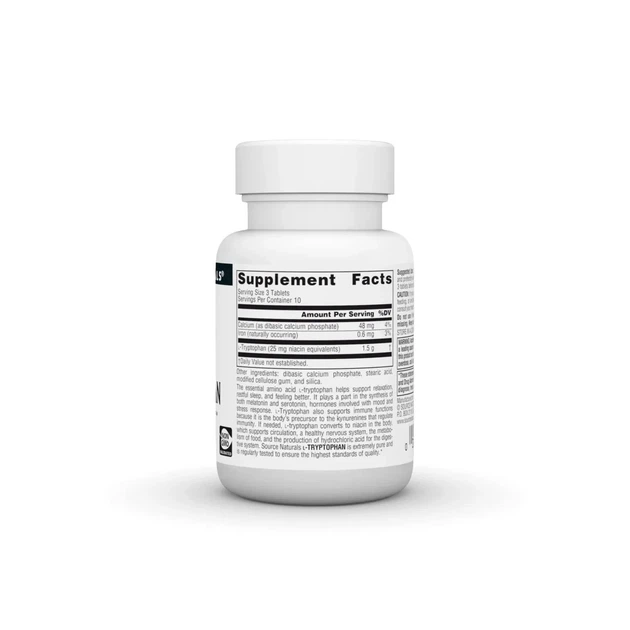 L-триптофан Source Naturals (L-Tryptophan) 500 мг 30 таблеток - зображення 2