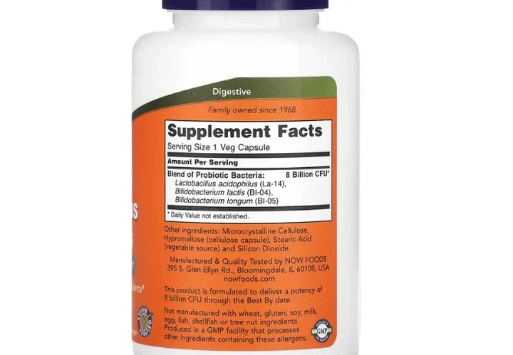 Ацидофилус и бифидобактерии Now Foods (Acidophilus/Bifidus) 120 вегетарианских капсул - изображение 2
