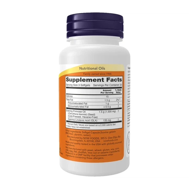 Масло вечерней примулы Evening Primrose Oil Now Foods 500 мг 100 капсул - изображение 2