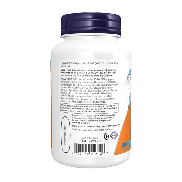 ДГК-500 / ЕПА-250 Now Foods (DHA-500 with 250 EPA) 180 м'яких капсул - зображення 3