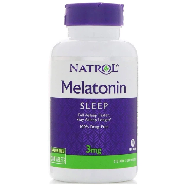 Мелатонін Melatonin, Natrol, 3 мг, 240 таблеток - Фото 1 Мелатонін Melatonin, Natrol, 3 мг, 240 таблеток - зображення 1