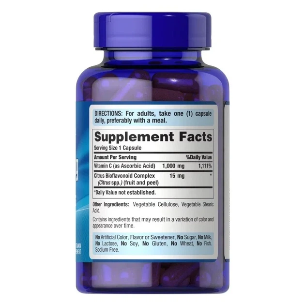 Витамин С с биофлавоноидами, Vitamin C with Bioflavonoids, Puritan's Pride, 1000 мг, 100 капсул - изображение 2