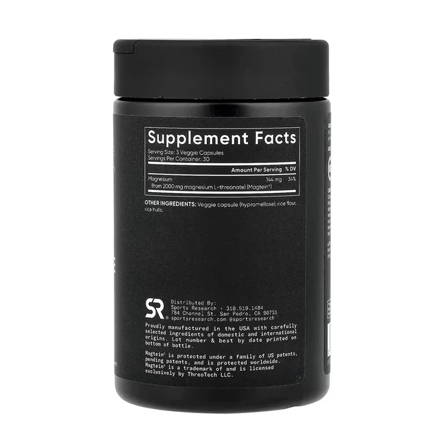 Магній L-треонат Magnesium L-Threonate 2000 мг Sport Research, 90 капсул - зображення 2