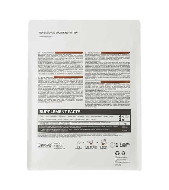 Креатин моногидрат Creatine Monohydrate OstroVit Кола 500 г - изображение 3