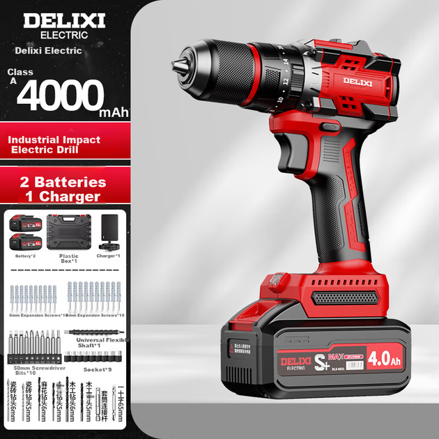 DELIXI ELECTRIC 21V Безщітковий дриль з високим крутним моментом, літій-іонний акумуляторний електричний шурупокрут, побутовий електричний шурупокрут, багатофункціональний набір інструментів - изображение 4