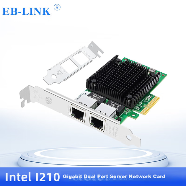 Чіп EB-LINK Intel I210, мережева карта PCI-E X4 Gigabit з двома портами для сервера, мережевий адаптер промислової камери з електричним портом I210-T2 для машинного зору - Фото 4 Чіп EB-LINK Intel I210, мережева карта PCI-E X4 Gigabit з двома портами для сервера, мережевий адаптер промислової камери з електричним портом I210-T2 для машинного зору - изображение 4
