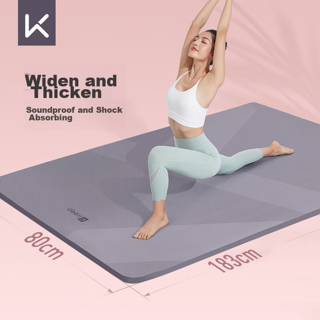 Коврик для йоги и фитнеса Keep, расширенный и утолщенный, из TPE, 183*80 см, подходит для начинающих, мужчин и женщин, для домашнего использования, толщина 9 мм, фиолетовый цвет гибискуса. - изображение 8