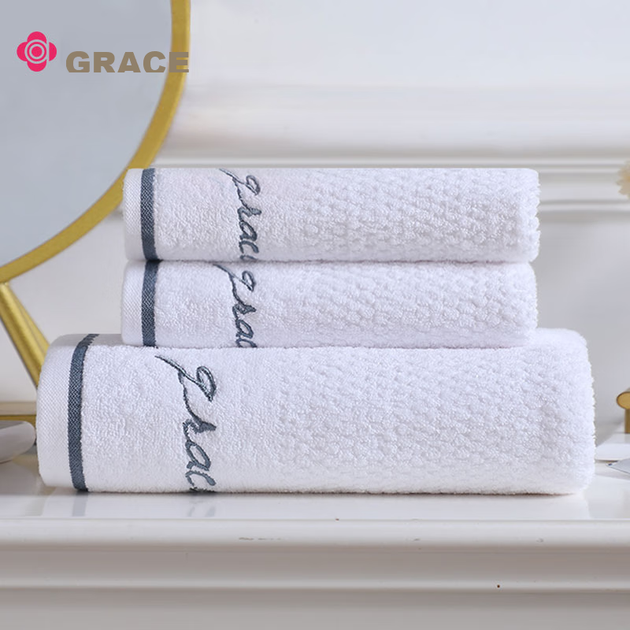 Набор полотенец банных Grace хлопковых класс А 1+2 для взрослых мягкие белые - изображение 5
