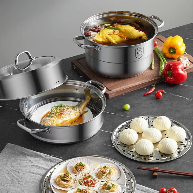 Пароварка COOKER KING з нержавіючої сталі 304 з двошаровим дном, 28см, для дому - Фото 5 Пароварка COOKER KING з нержавіючої сталі 304 з двошаровим дном, 28см, для дому - зображення 5