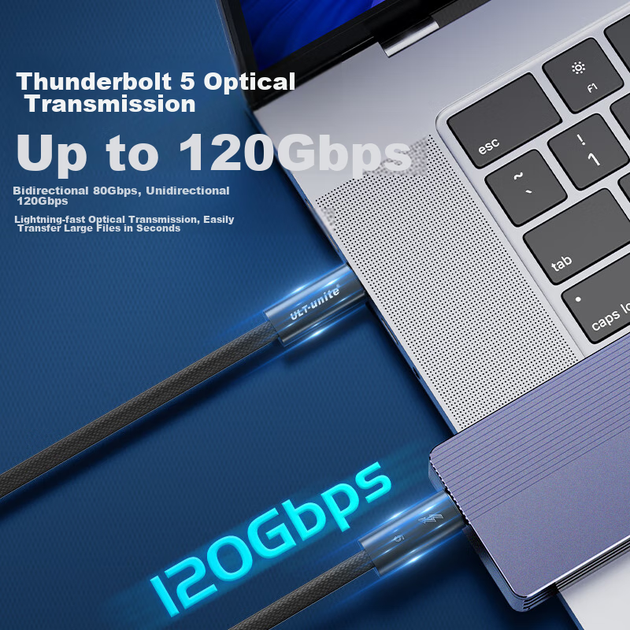 Кабель ULT-Unite USB Type-C - USB Type-C Thunderbolt 5 120 Гбит/с 240 Вт 1.2 м - изображение 6