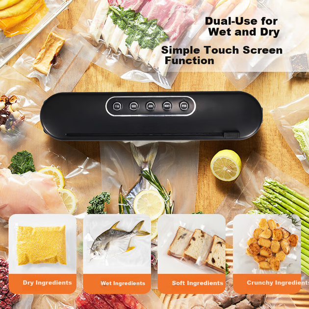 Вакуумный упаковщик MAXCOOK, машина для упаковки закусок в полиэтиленовую пленку, упаковочная машина, в комплекте 10 пакетов HP-610white - изображение 8