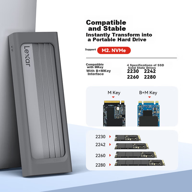Корпус для SSD Lexar M.2 NVMe, Type-C, металлический, для ноутбуков и Apple - изображение 5