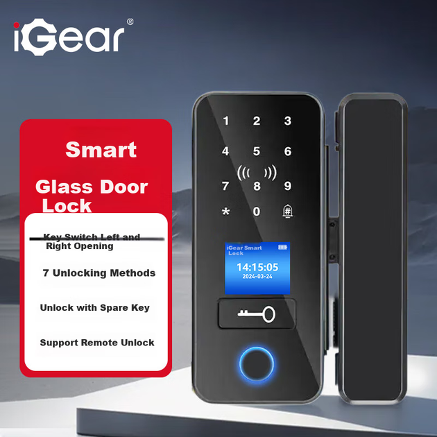 Замок IGear для стеклянных дверей с отпечатком пальца электронный Bluetooth - изображение 4