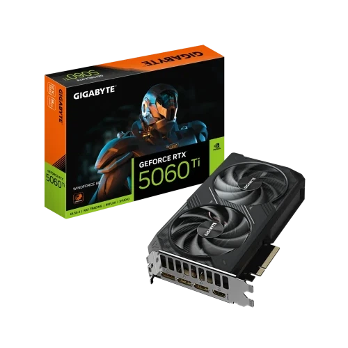 Відеокарта GeForce RTX 5060 Ti, Gigabyte, WINDFORCE, 8Gb GDDR7 (GV-N506TWF2-8GD) - Фото 1 Відеокарта GeForce RTX 5060 Ti, Gigabyte, WINDFORCE, 8Gb GDDR7 (GV-N506TWF2-8GD) - зображення 1