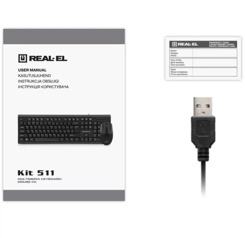 Комплект REAL-EL Standard 511 Kit (клавиатура+мышь) Black (EL123100052) - изображение 8