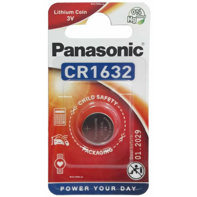 Батарейка Panasonic CR1632 1 шт 3 V - Фото 1 Батарейка Panasonic CR1632 1 шт 3 V - зображення 1