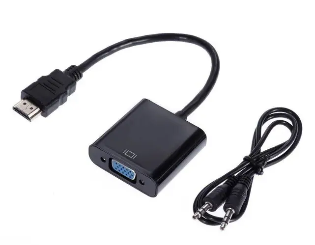 Конвертер HDMI (папа) на VGA(мама) 10cm, Black, 4K/2K, Пакет + AUDIO Q250 - Фото 1 Конвертер HDMI (папа) на VGA(мама) 10cm, Black, 4K/2K, Пакет + AUDIO Q250 - зображення 1