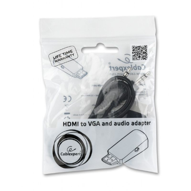 Адаптер HDMI VGA Cablexpert A-HDMI-VGA-02 з аудіо, чорний, 1 шт. - Фото 1 Адаптер HDMI VGA Cablexpert A-HDMI-VGA-02 з аудіо, чорний, 1 шт. - изображение 1