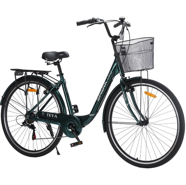 Велосипед SPARK CITY TEYA 28`` ал18`` жв v-brake с корзиной тёмно-зелёный - Фото 1 Велосипед SPARK CITY TEYA 28`` ал18`` жв v-brake с корзиной тёмно-зелёный - изображение 1