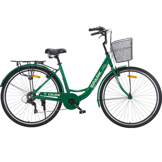 Велосипед SPARK CITY CELINE 28`` ал18`` жв v-brake с корзиной зелёный - изображение 2