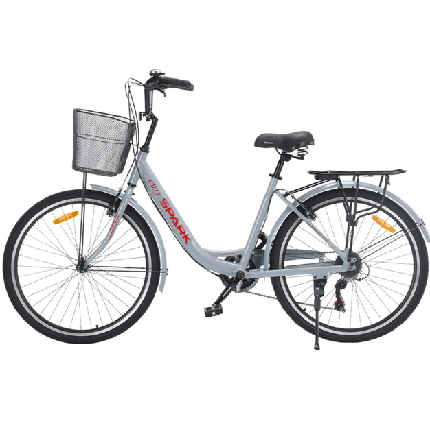 Велосипед SPARK CITY CELINE 26`` ал17`` жв v-brake с корзиной светло-серый - Фото 4 Велосипед SPARK CITY CELINE 26`` ал17`` жв v-brake с корзиной светло-серый - изображение 4