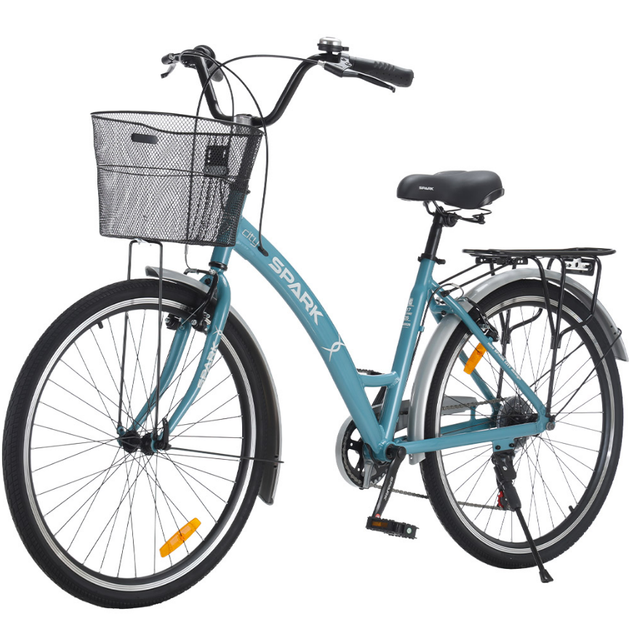 Велосипед SPARK CITY REINE 26`` ал17`` жв v-brake с корзиной голубой - изображение 3