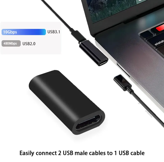 Переходник адаптер Type-C to Type-C USB3.1 мама-мама Black (500435) - изображение 3