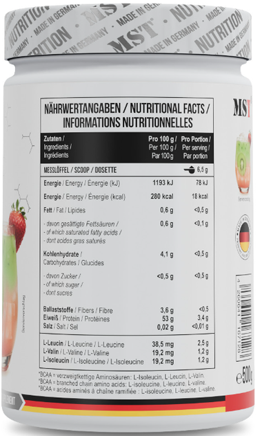 BCAA MST BCAA zero 500 g клубника-киви - Фото 4 BCAA MST BCAA zero 500 g клубника-киви - изображение 4