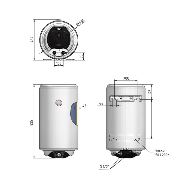 Водонагрівач електричний Thermo Alliance Spectra 80 л вертикальний, сухі ТЕНи 2,0 кВт, d 435 мм - зображення 2
