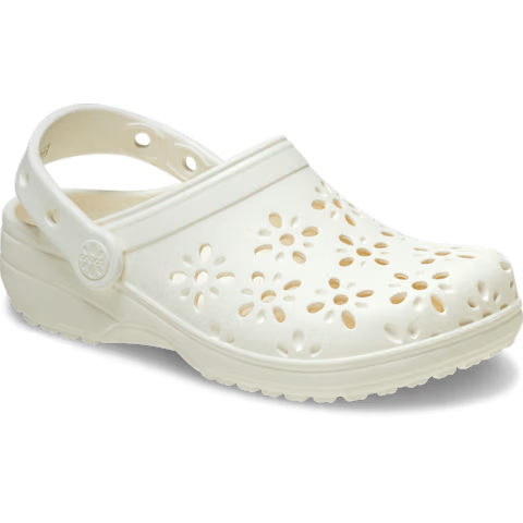 Жіночі крокси класік Crocs Classic Floral Cut-Out Clog Chalk (37-38, білий) - Фото 5 Жіночі крокси класік Crocs Classic Floral Cut-Out Clog Chalk (37-38, білий) - изображение 5